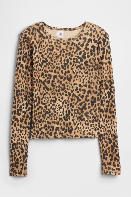 Remera Rib Niña Leopard