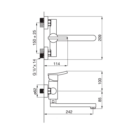 Griferia De Pared Cocina Monocomando Cromo Fv 000