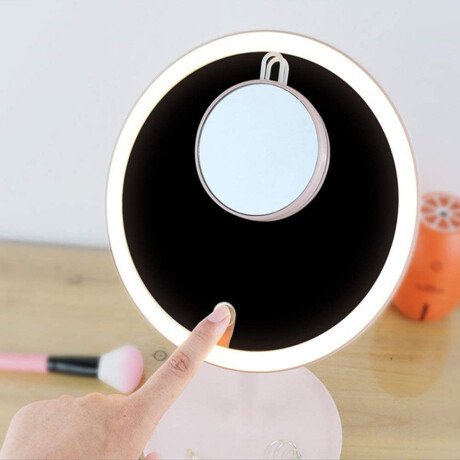 Espejo circular con luz led y accesorio con aumento x10 Blanco
