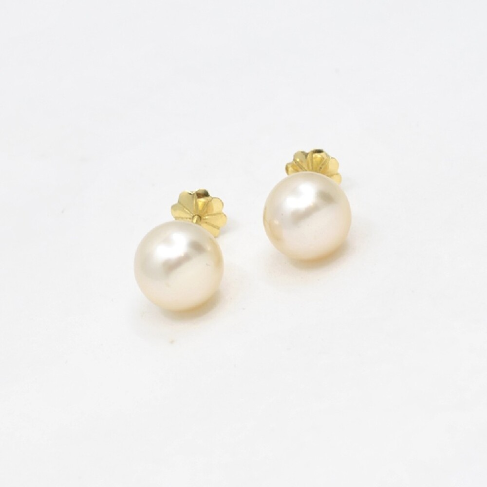 10.5 mm Caravanas En Oro 18K Y Perlas 10.5 mm Caravanas En Oro 18K Y Perlas