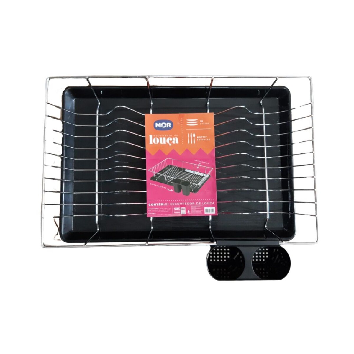 ESCURRIDOR DE PLATOS MOR ACERO CON NEGRO 