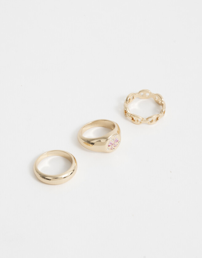 Sets Anillos Místco Set De Anillos De Metal Dorado - Dorado