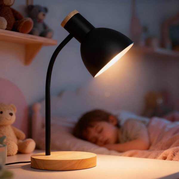 Lampara De Escritorio Velador Portatil Nordica Metal Madera Lectura IMBACK Color Negro Lampara De Escritorio Velador Portatil Nordica Metal Madera Lectura IMBACK Color Negro