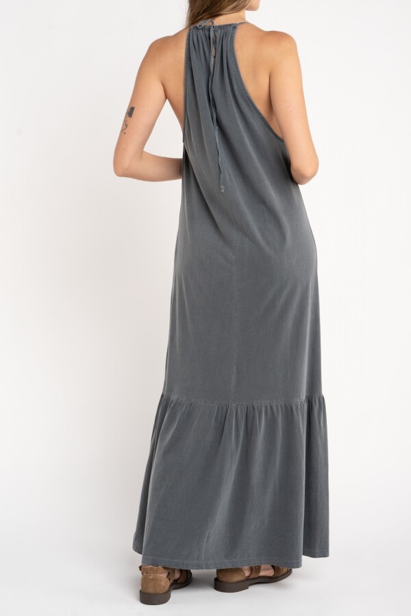 Vestido Algodon Lavado Gris Oscuro