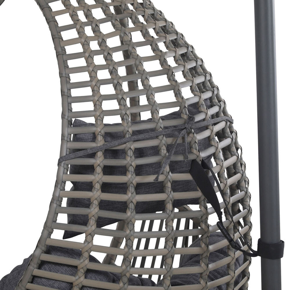HAMACA COLGANTE RATTAN-SINTETICO-Y-ACERO GRIS NIZA