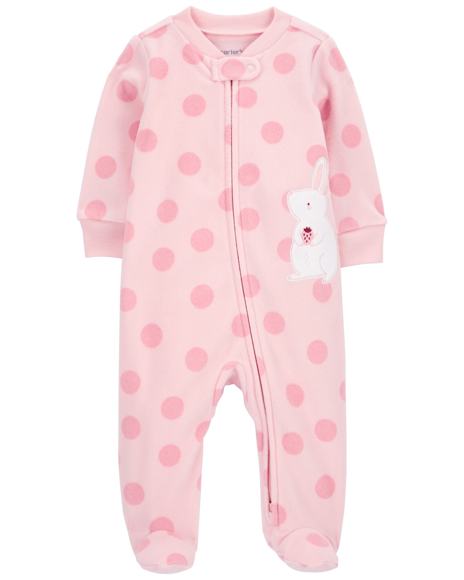 Pijama una pieza de micropolar, con pie, estampa conejita Sin color