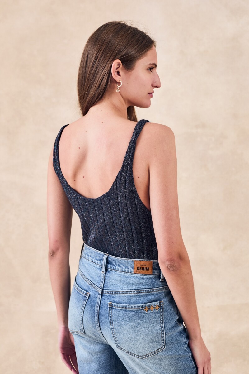 Top Metalizado Negro