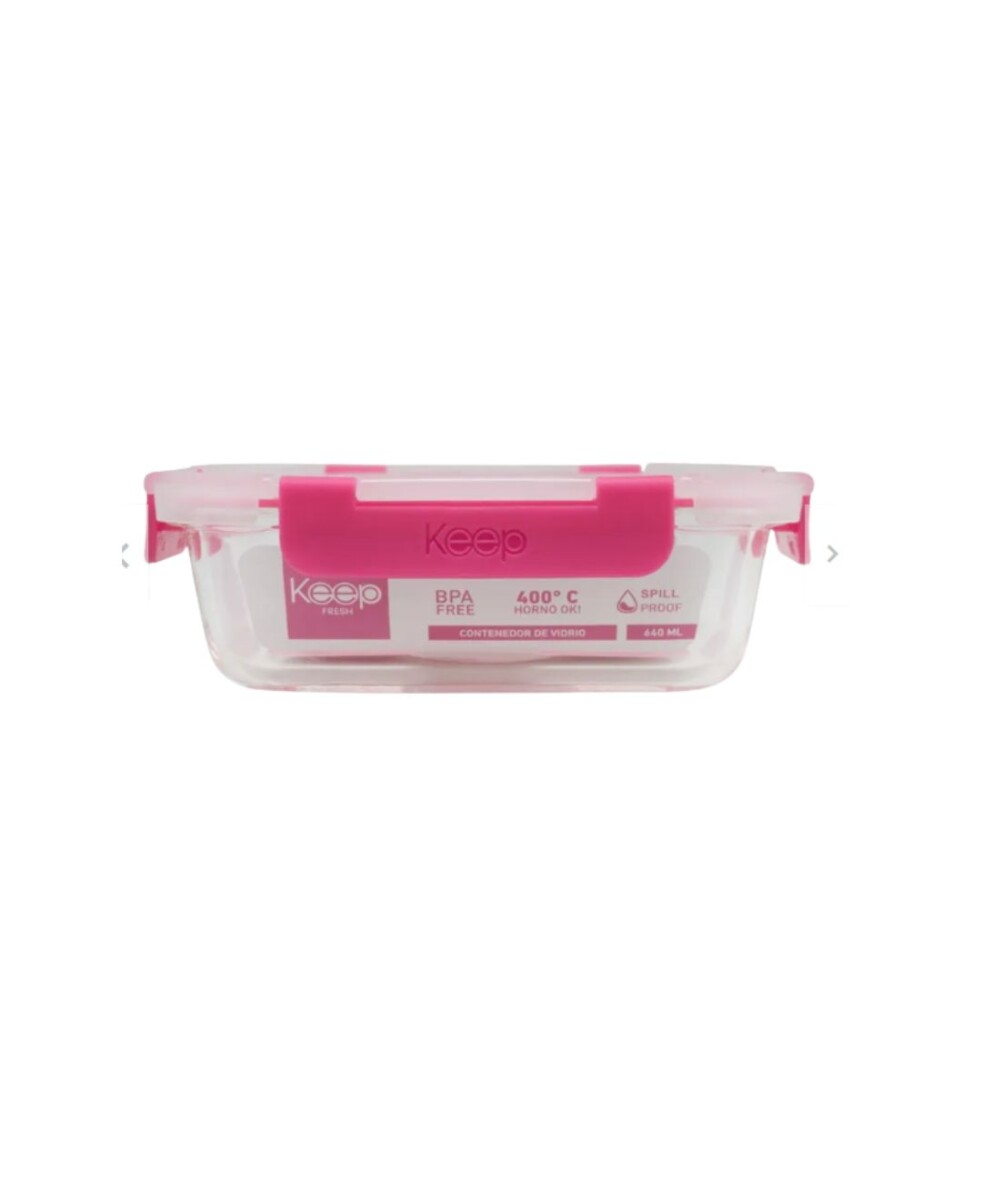 HERMETICO RECTANGULAR 640ML GLASS KEEP - Rosa 