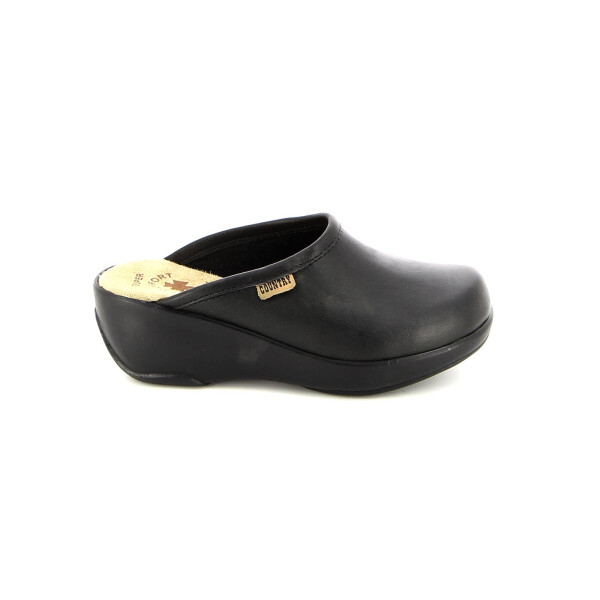 Zueco Country de Mujer Clasico Cuero Liso Marron