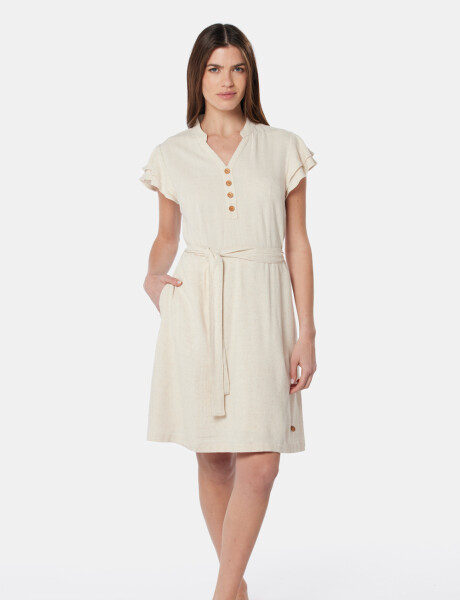 VESTIDO DE LINO Beige