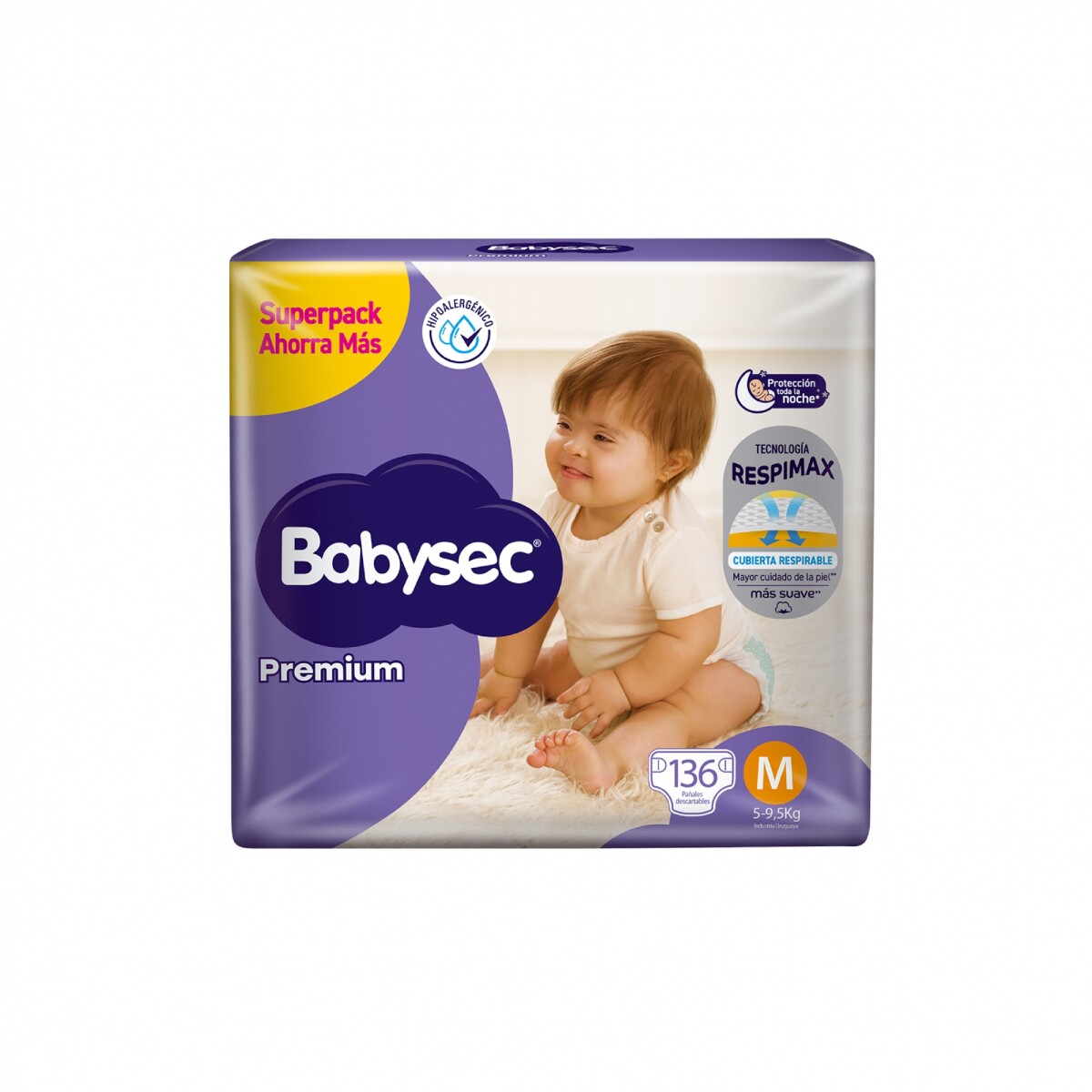 Pañales Babysec Premium Talle M 136 Uds. 