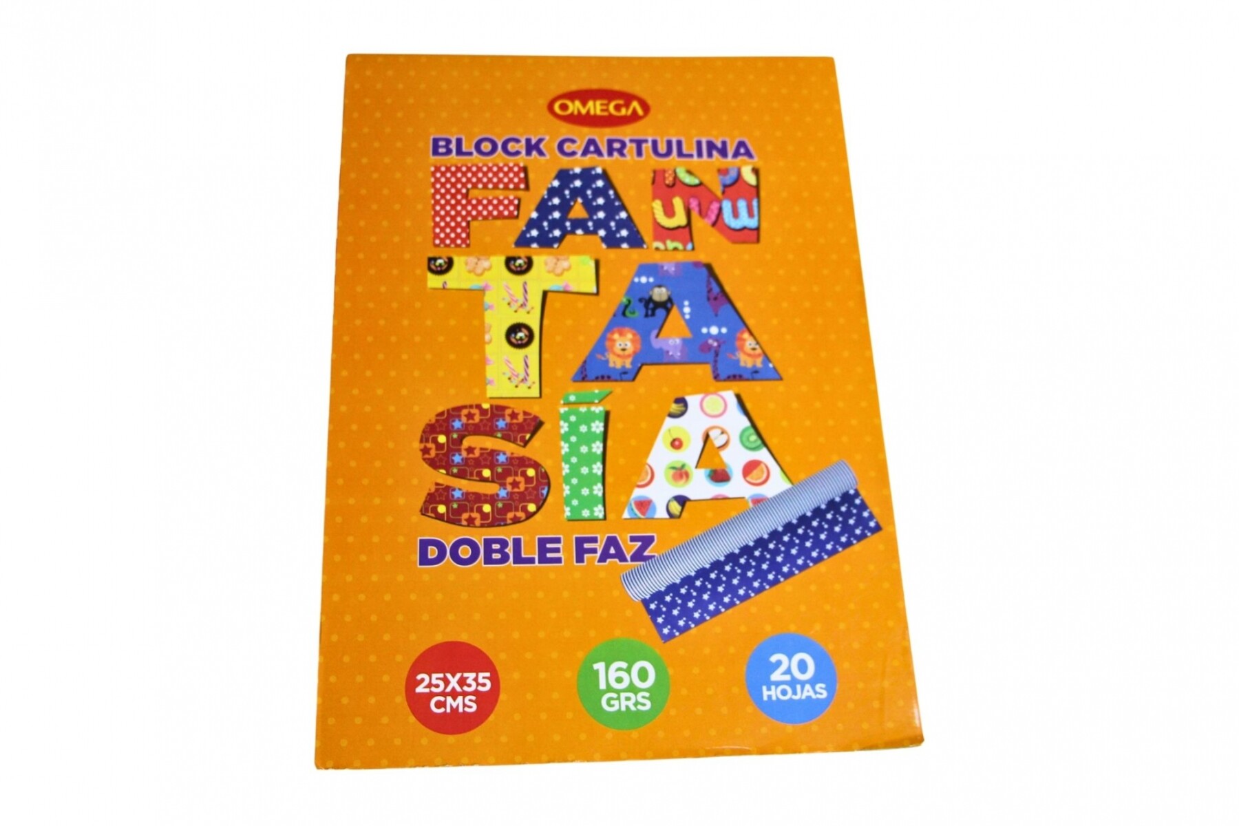 BLOCK CARTULINA FANTASIA OMEGATAMAÑO 25 X 35 CMS DE 20 HOJAS 