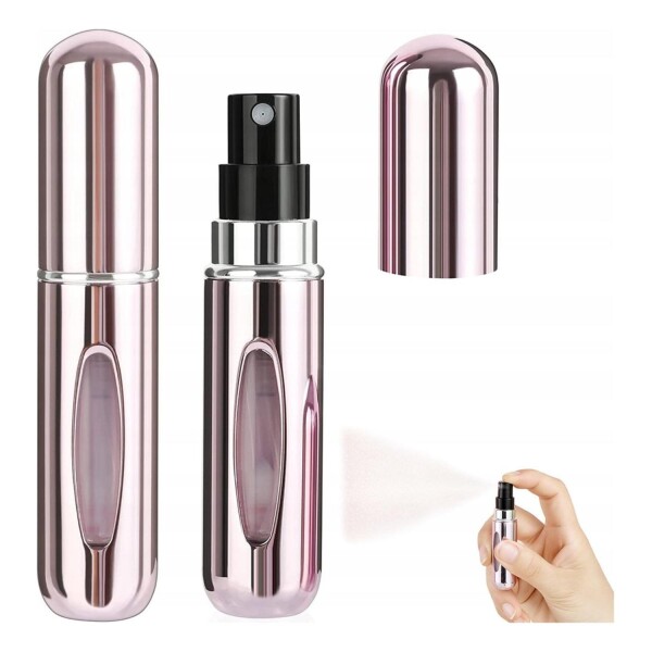 Frasco Mini Botella Recargable De Perfume Portátil X 5 Variante Rosa Metalico