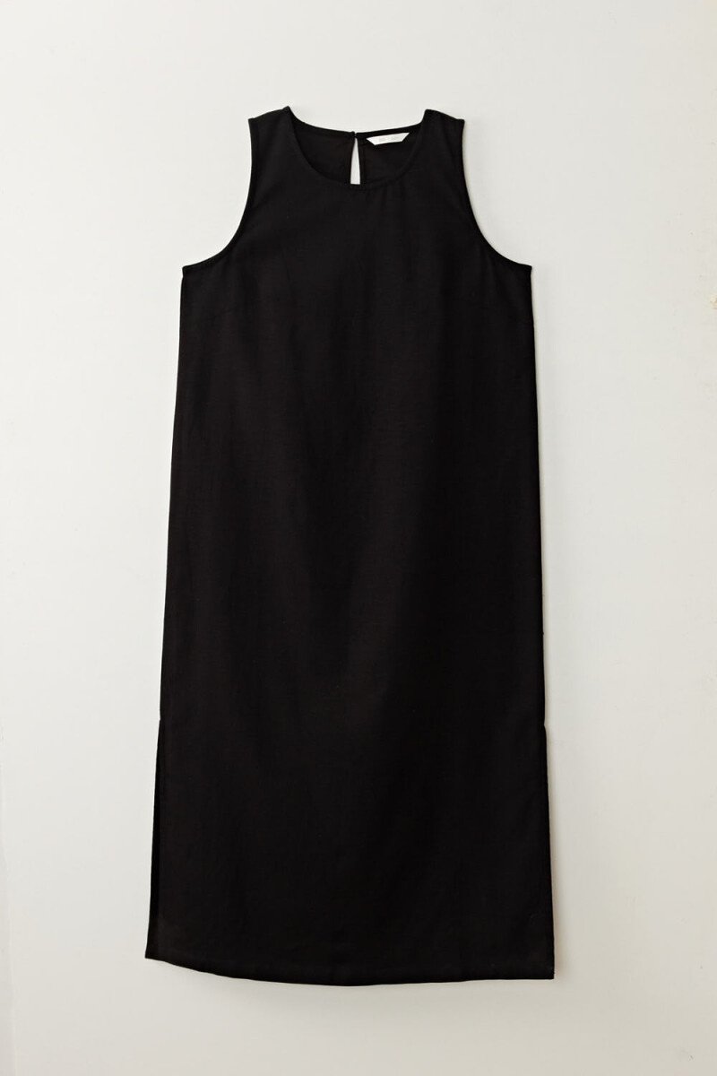 Vestido largo lino - Negro 