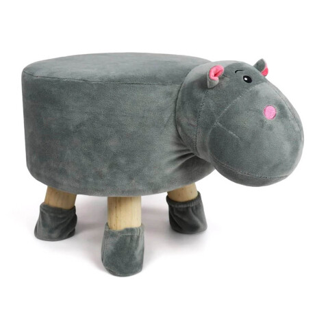 Puff Banqueta Banco De Tela Animales Patas De Madera Hipopótamo