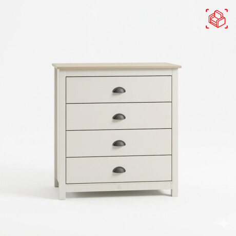 Cómoda 4 CAJONES PINO NATURAL-BEIGE TOPAZIO