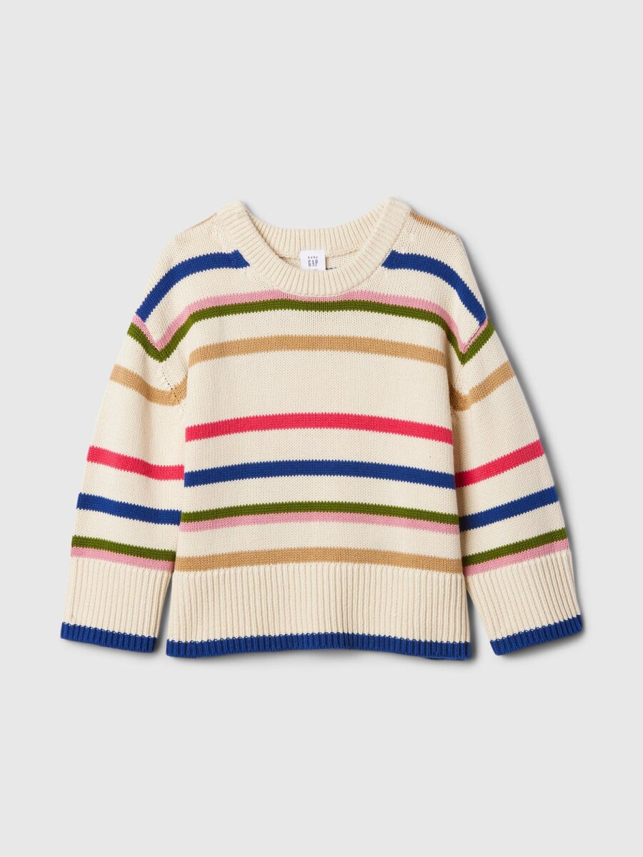 Buzo Cuello Redondo Toddler Niña - White Multi Stripe 