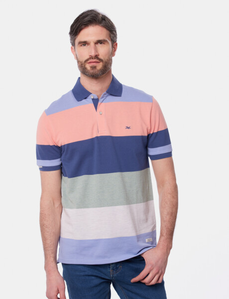 REMERA POLO RAYADA Azul