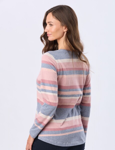 REMERA RAYADA DE ALGODÓN Azul