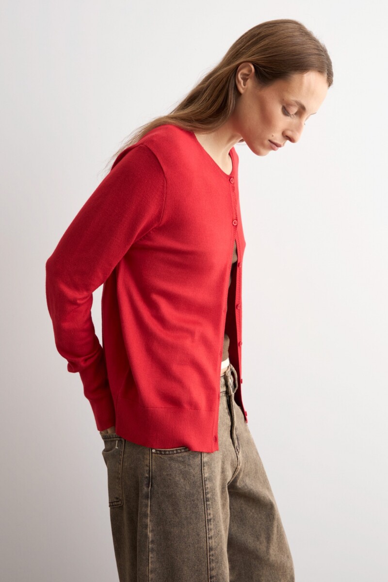 Cardigan básico rojo