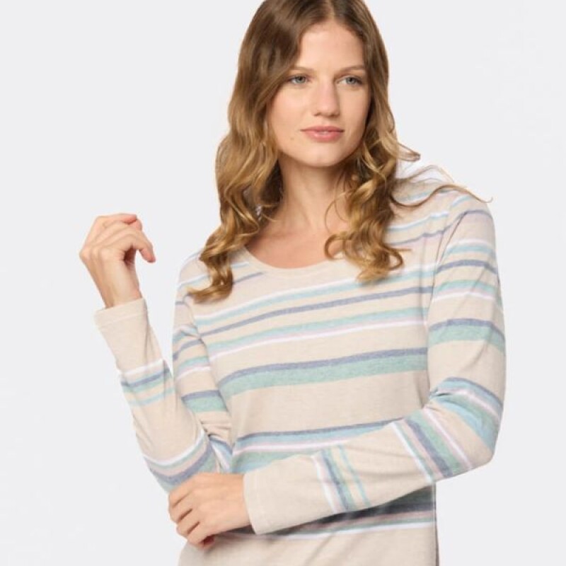 Remera Dama Rayada Legacy Beige