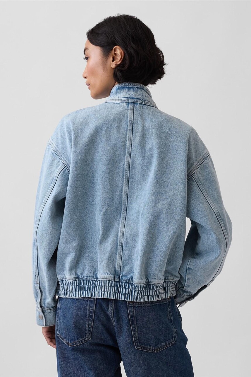 Campera De Jean Bomber Light Wash