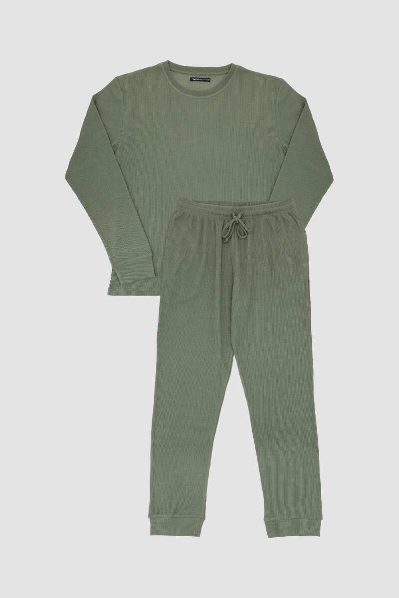 Pijama waffle militar green Verde claro
