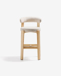 Taburete Granite de chenilla beige y madera maciza de fresno con acabado tono natural FSC 100% 75 cm Taburete Granite de chenilla beige y madera maciza de fresno con acabado tono natural FSC 100% 75 cm