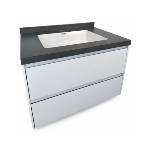 Mueble de baño suspendido Vip 80cm Blanco mesa gris y espejo botiquín 75 cm Vip blanco DMC Mueble De Baño Suspendido Vip 80cm Blanco Mesa Gris Y Espejo Botiquín 75 Cm Vip Blanco Dmc