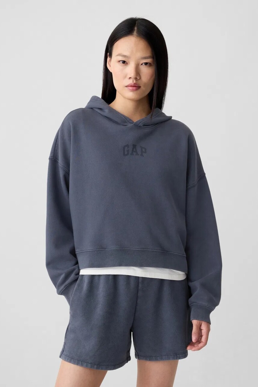 Buzo Canguro Logo Gap Mini Mujer Deep Sailor Blue