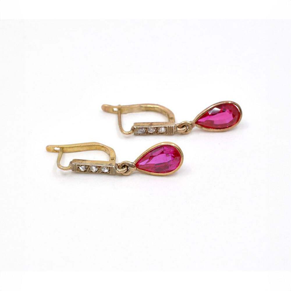 Caravanas Antiguas Con Diamantes Y Rubies Sinteticos. Caravanas Antiguas Con Diamantes Y Rubies Sinteticos.