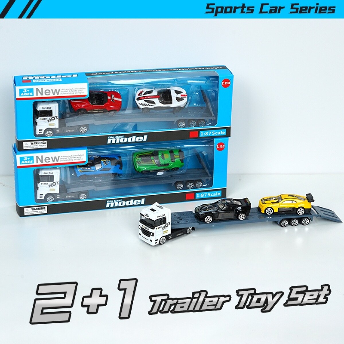 Autitos De Aleación De Juguete X 2 + 1 Trailer - Deportivos 