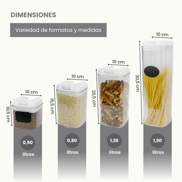 Juego de 7 Recipientes Herméticos Apilables Tarros Frascos Contenedores Apto Alimentos Tapa Blanca Juego de 7 Recipientes Herméticos Apilables Tarros Frascos Contenedores Apto Alimentos Tapa Blanca