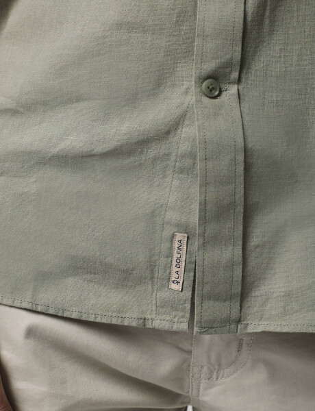 Camisa mc lino lisa verde