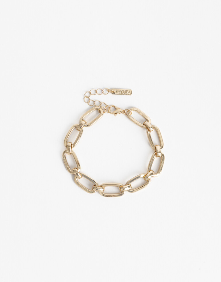 Pulseras Flexibles Metal Pulsera Flexible Eslabones Dorados - Dorado