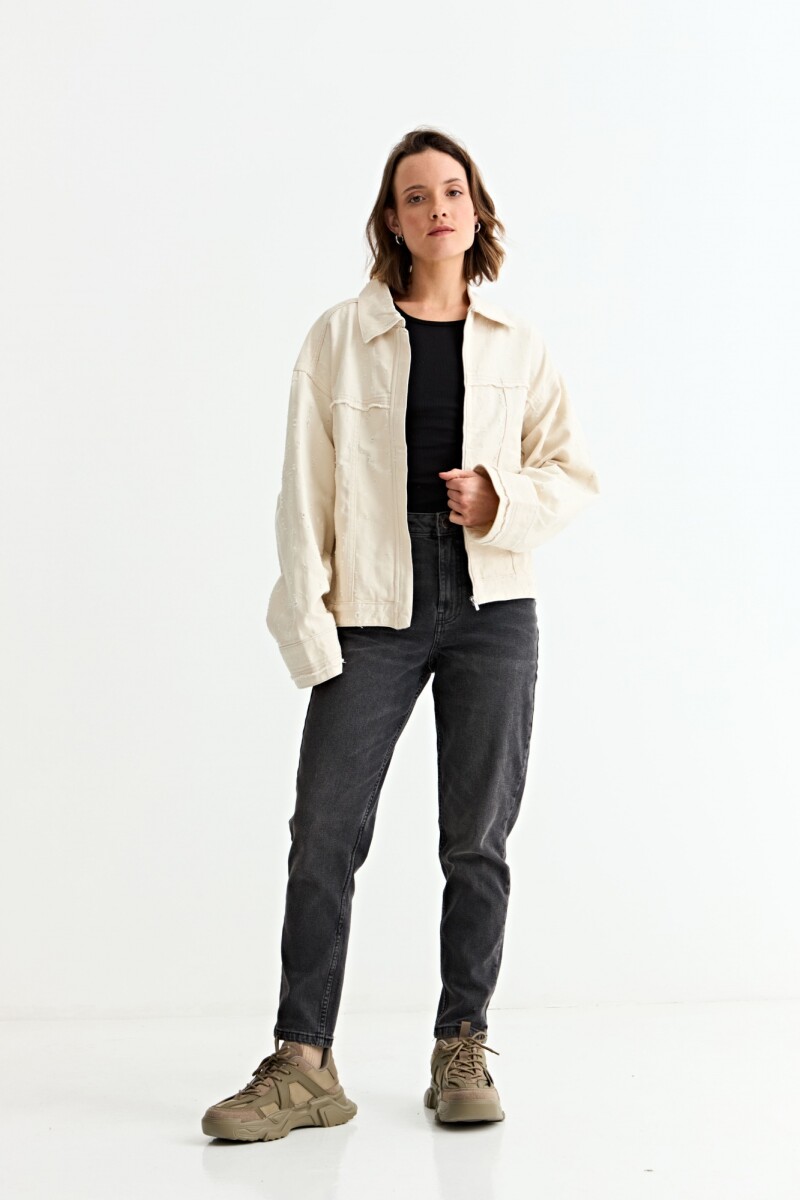 Campera de jean con desgastes CRUDO