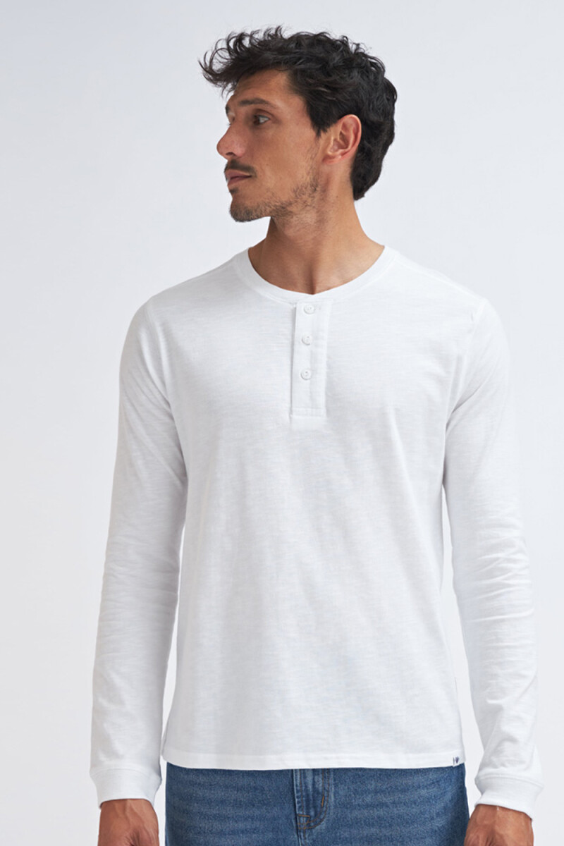 Camiseta manga larga con botones Blanco