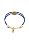 PULSERA DE CUERO DOBLE AZUL CON DETALLE DE OJO EN ALEACIÓN DE METALES BAÑADO EN ORO DE 18K Y CRISTAL Pulsera
