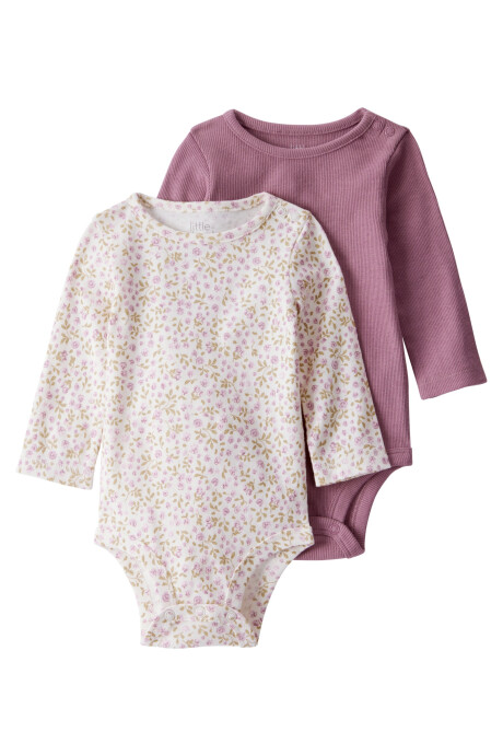 Pack dos bodies de algodón orgánico, diseño floral Sin color
