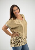 Blusa de satén con dorado dorado