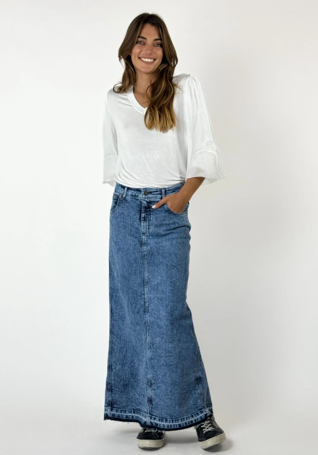 POLLERA JEAN LIA azul l