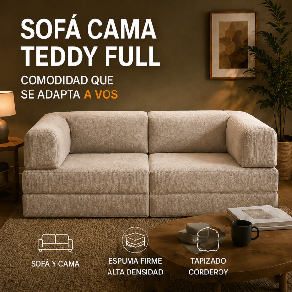 Sofá Sillón Cama ComboHome Teddy Premium 3 Cuerpos Corderoy Marrón 1