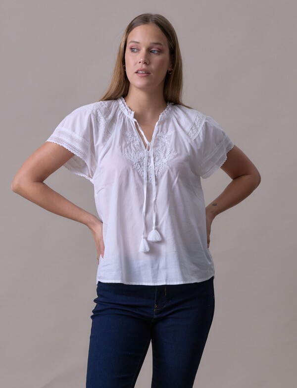 Blusa Algodon Det Puntilla BLANCO