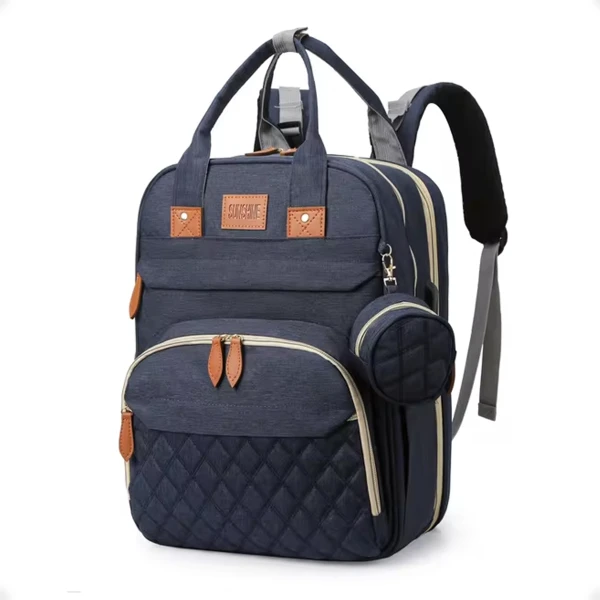 Bolso Mochila Maternal de Pañales con Cuna Cambiador Extensible Azul Bolso Mochila Maternal de Pañales con Cuna Cambiador Extensible Azul
