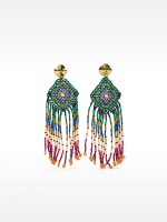 Pendientes De Rombo A Rayas Con Abalorios multicolor