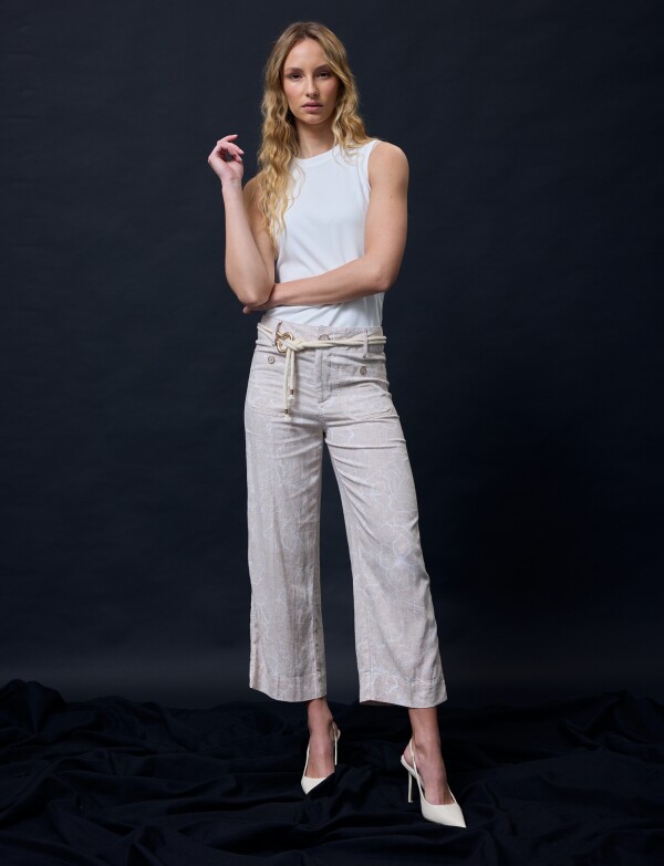 Pantalon Lino Cinto BEIGE/MULTI