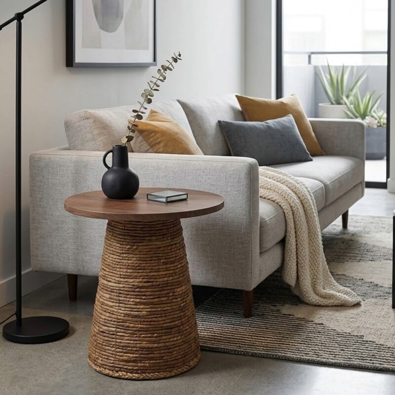 MESA CENTRO MARRON/BEIGE 45X45CM MED Unica