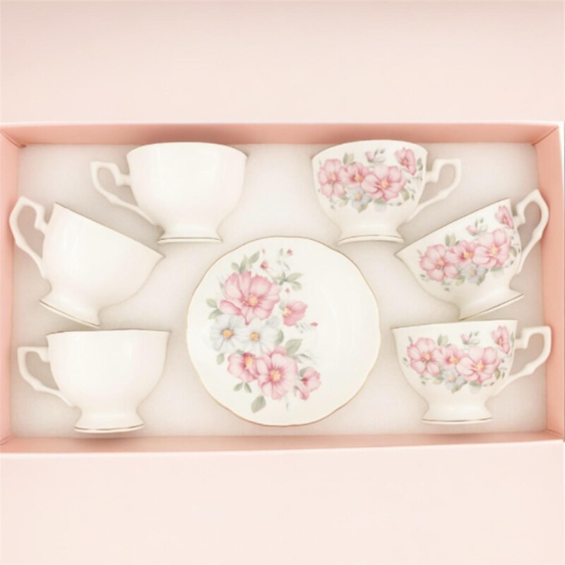 Juego de Té Cerámica 12 Piezas Estilo Victoriano Rosa