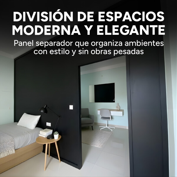 Panel Divisor Separador Ambientes 2,4 x 2,90m + 2 Rieles 3m Negro 1