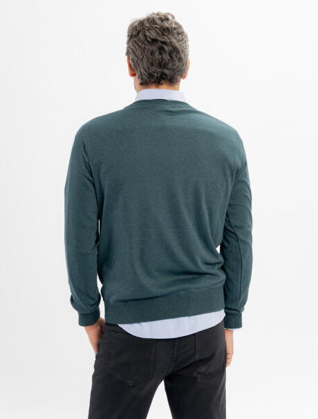 Buzo escote V Sauce petroleo